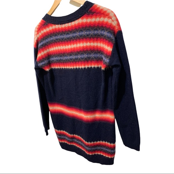 GAP DARK NAVY V-NECK AZTEC BOHO LAMBSWOOL BLEND LS CARDIGAN SWEATER - Picture 16 of 16